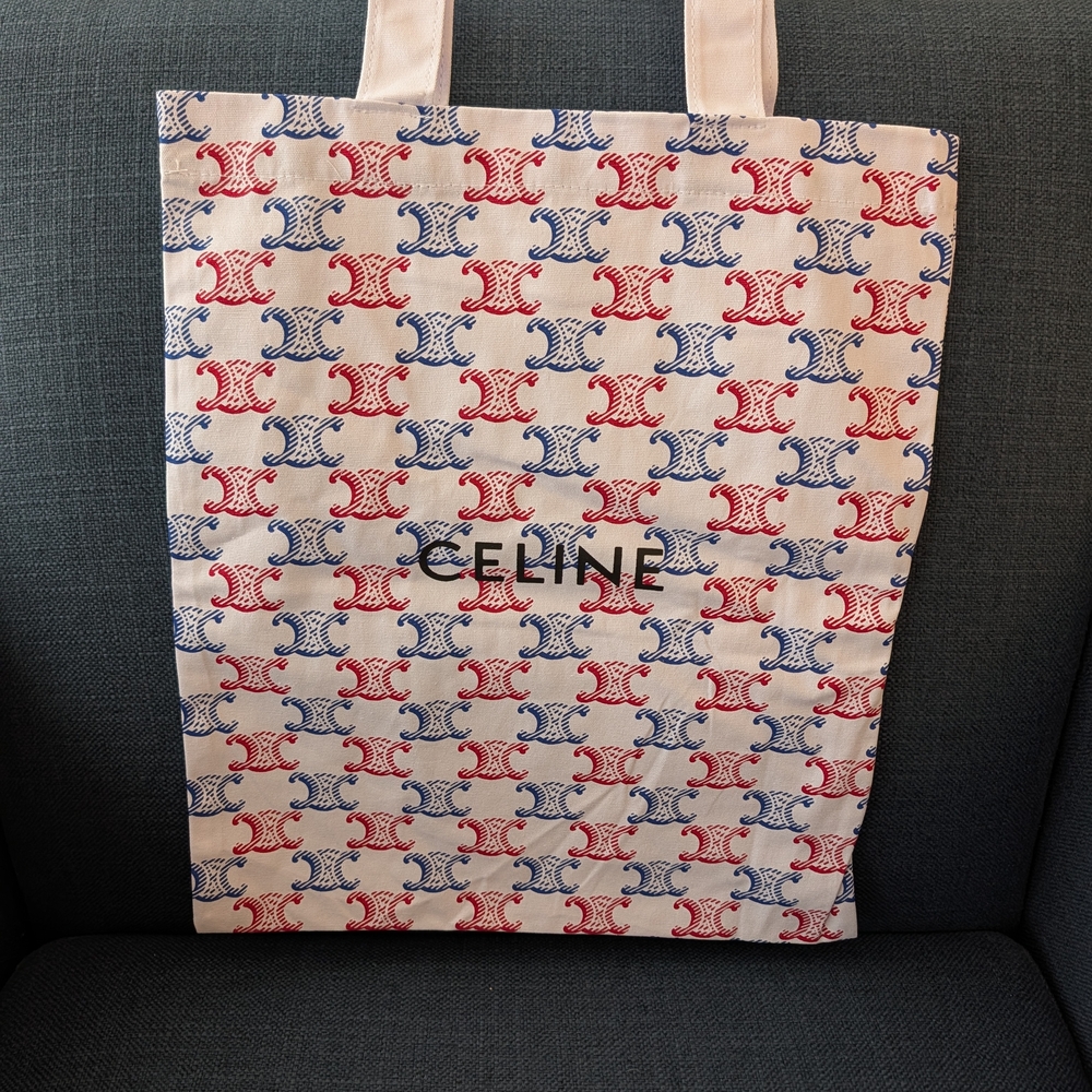 Celine Multicolor Printed Canvas Tote Bag - Red & Blue